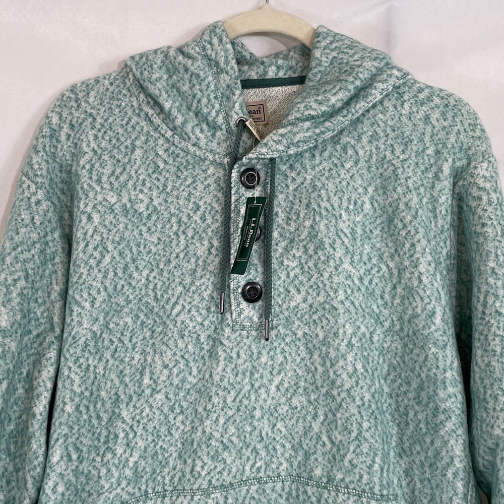 NWT L.L. Bean Fleece Henley Hoodie Size Large Super Soft And Cozy - Picture 2 of 9